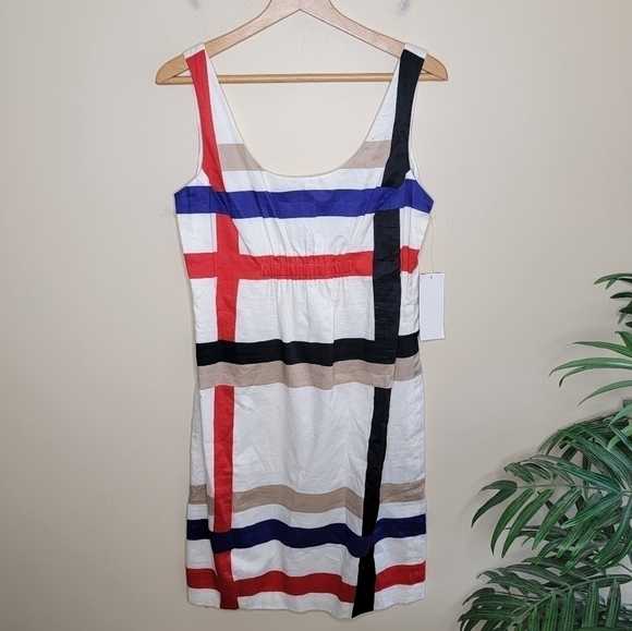 NWT Kenneth Cole Reaction | Windowpane Stripe Shift Dress - Picture 1 of 5